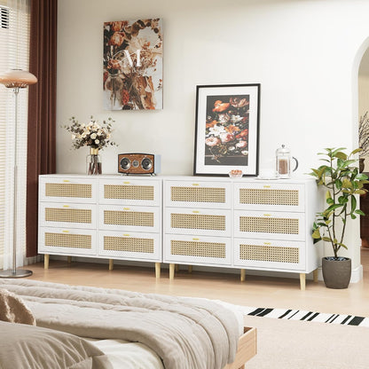 YODOLLA Wicker Dresser 6 Drawer Rattan Dresser, White