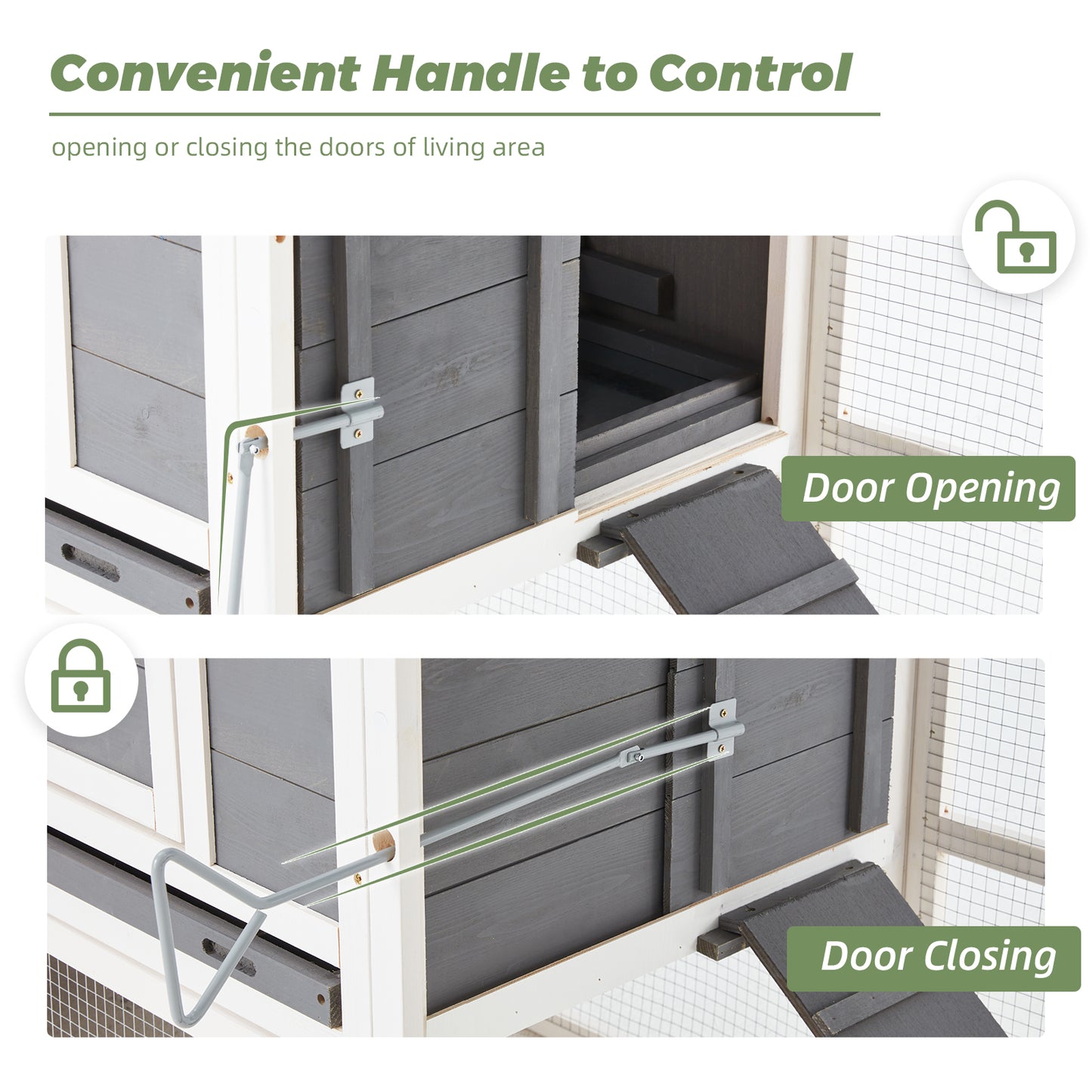 YODOLLA grey and white luxury chicken coop.