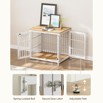 YODOLLA 32'' Dog Crate Furniture for Medium Breed, White