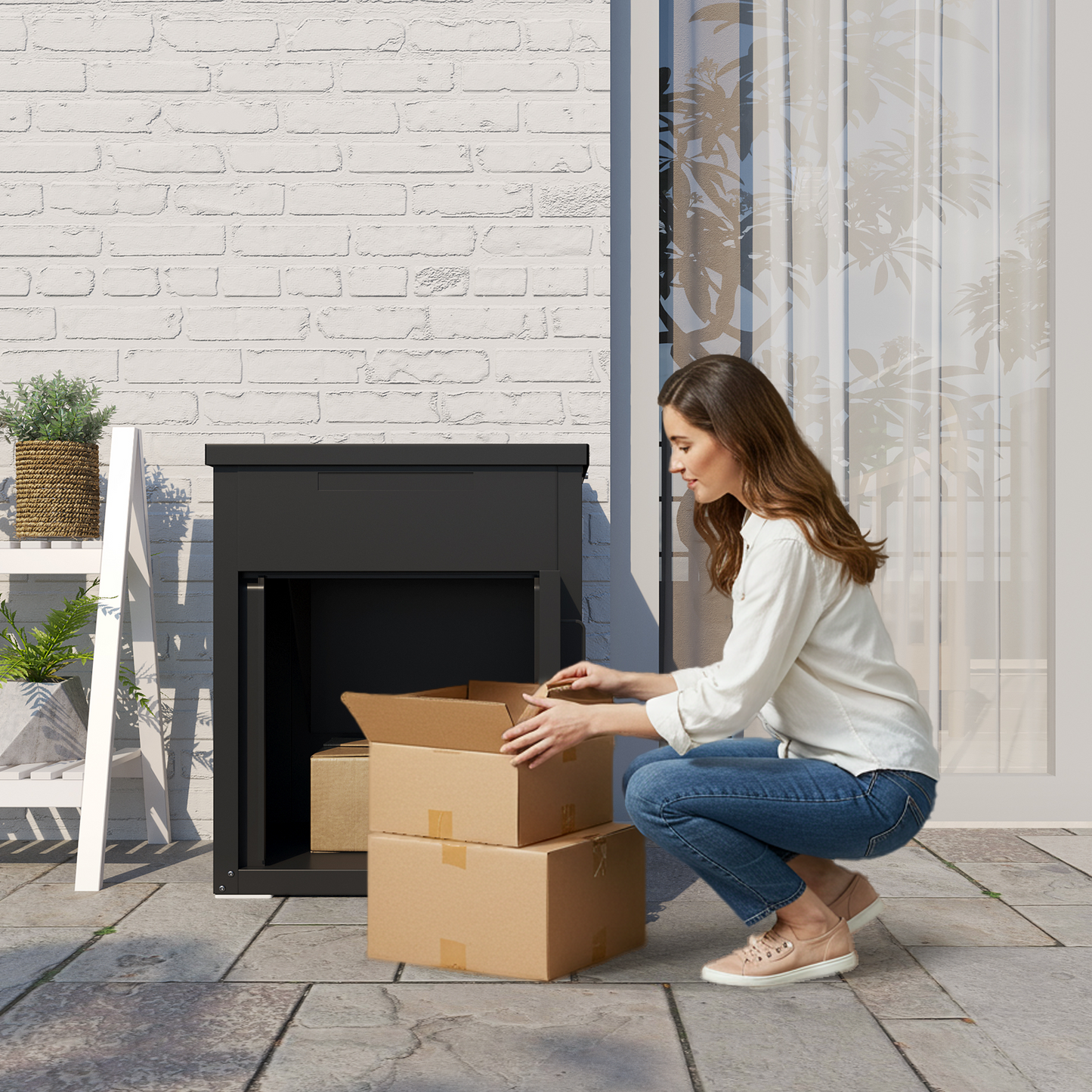 YODOLLA Package Delivery Box for Outside, Black (13.7" x 17.7" x 21.6")