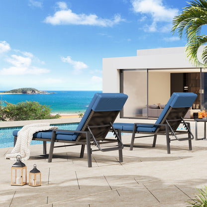 YODOLLA Chaise Lounge Chairs for Outside Set of 2 with Removable Cushion