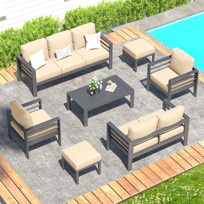 YODOLLA 7-Piece Patio Set, Beige Cushions