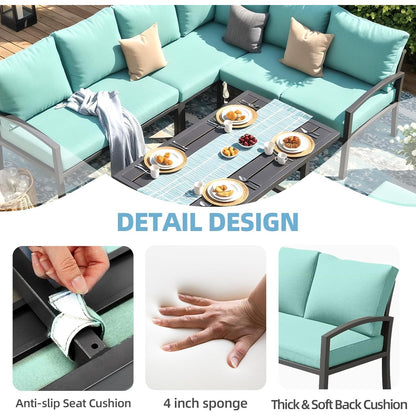 YODOLLA 7 Pieces Metal Patio Furniture Set, Green