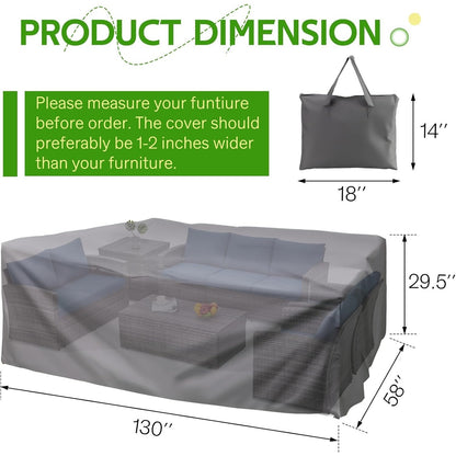 YODOLLA 130"x58"x29.5" Patio Furniture Cover Waterproof Patio Table and Chair Set Covers