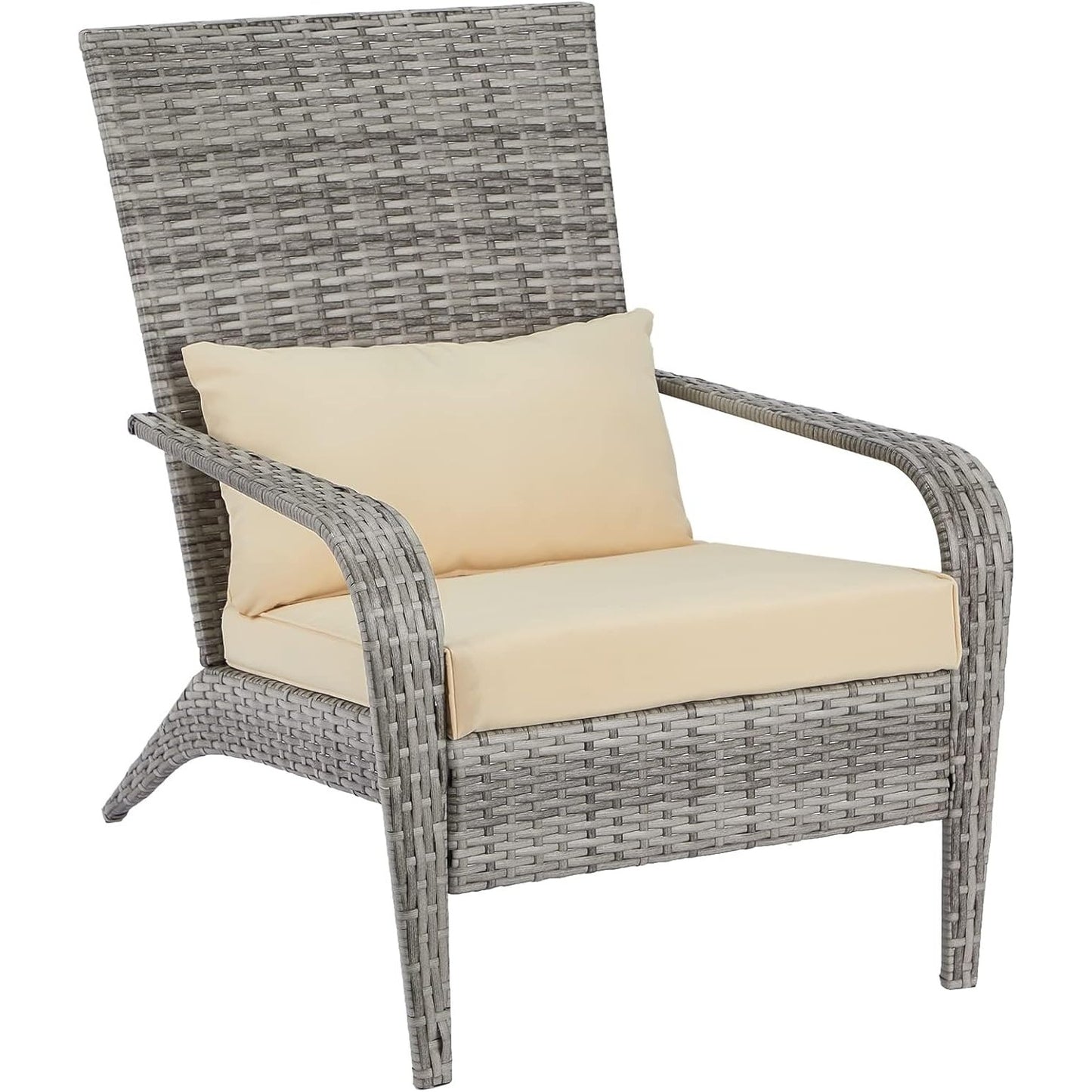 YODOLLA Patio Wicker Adirondack Chair, Coconino Rattan Dining Chairs,Grey