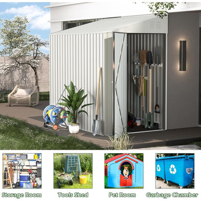 YODOLLA 4' x 7' Outdoor Lean to Storage Shed, White