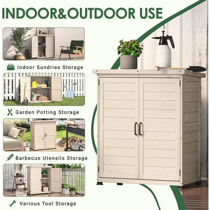 YODOLLA Outdoor Work Bench Storage Cabinet, Beige