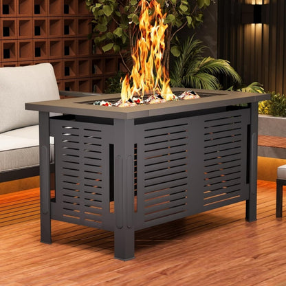 YODOLLA Fire Pit Table, Firepit Outdoor Table, 43 Inch, Black