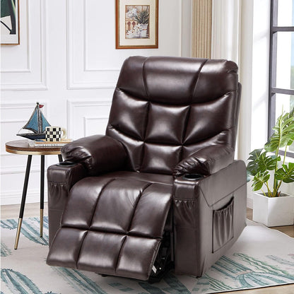 YODOLLA Massage Power Lift Recliner for Elderly, Faux Leather, Dark Brown