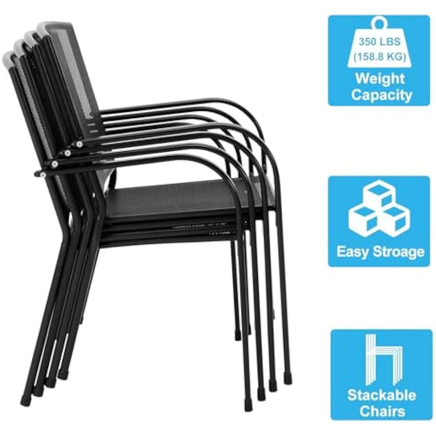YODOLLA Stackable Patio Dining Chairs Set of 4