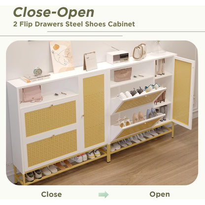 YODOLLA Shoe Storage Cabinet with 2 Flip Drawers Hidden Shoe Organizer