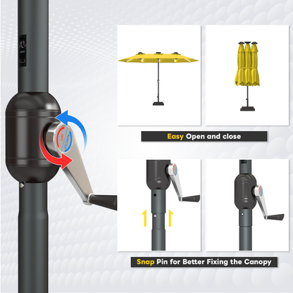 YODOLLA outdoor umbrella with LED lights solar powered