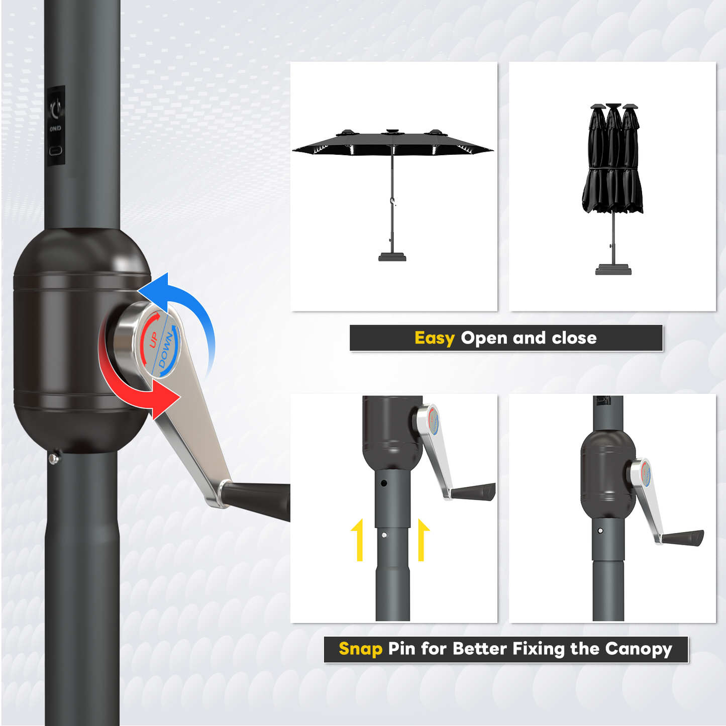 YODOLLA solar powered patio umbrella LED lights