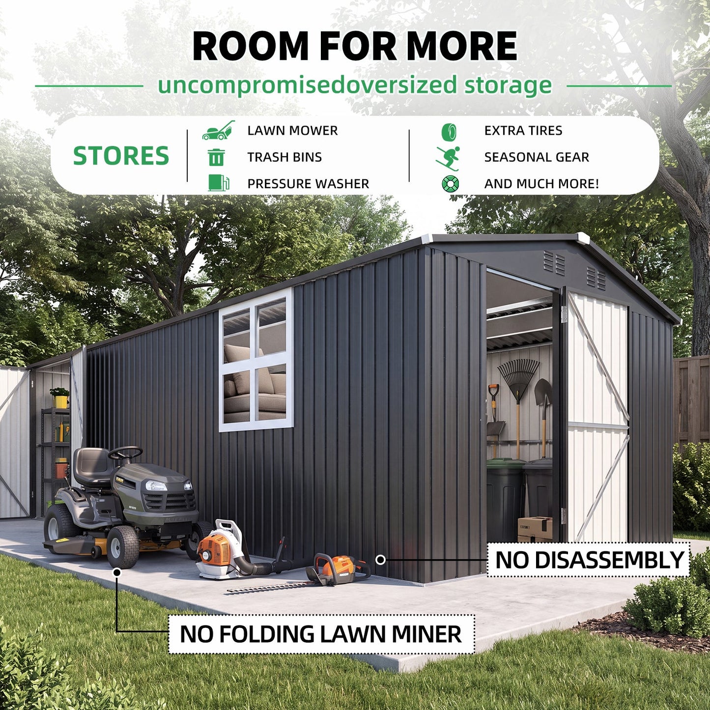 YODOLLA 20' x 10' Outdoor Storage Shed Large Metal Sheds with Windows Utility Tool Storage