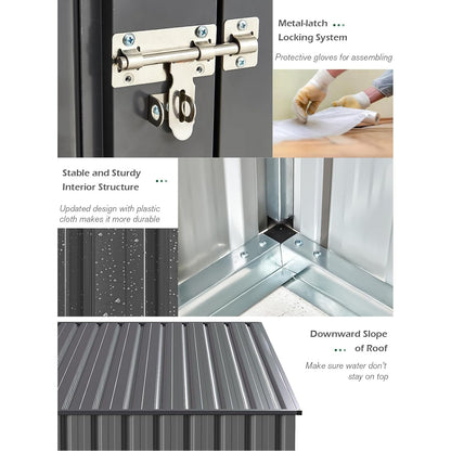 YODOLLA 4' x 7' Outdoor Lean to Storage Shed, Dark Grey