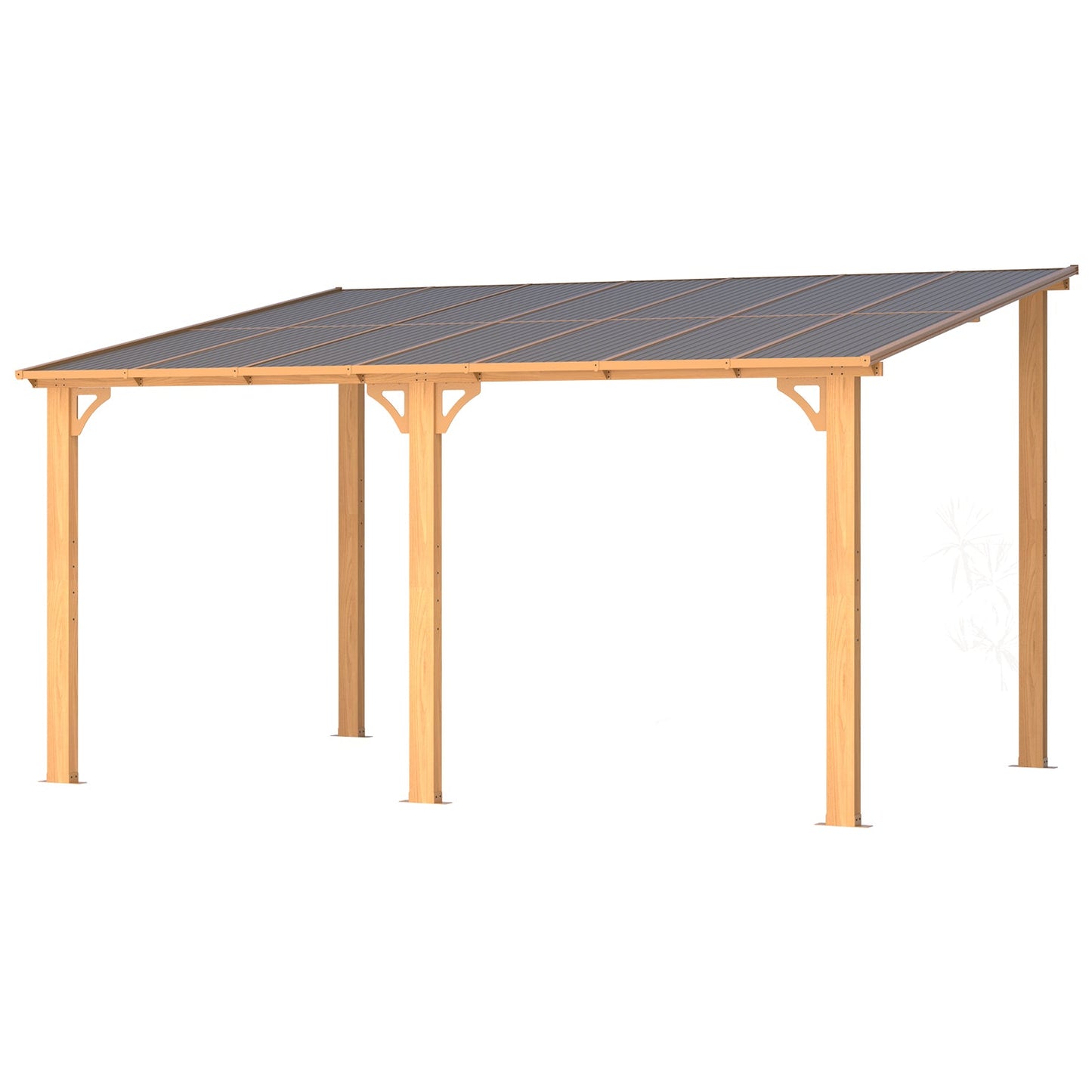 YODOLLA 14' x 10' Wood Grain Hard Top Lean to Gazebo Pergola