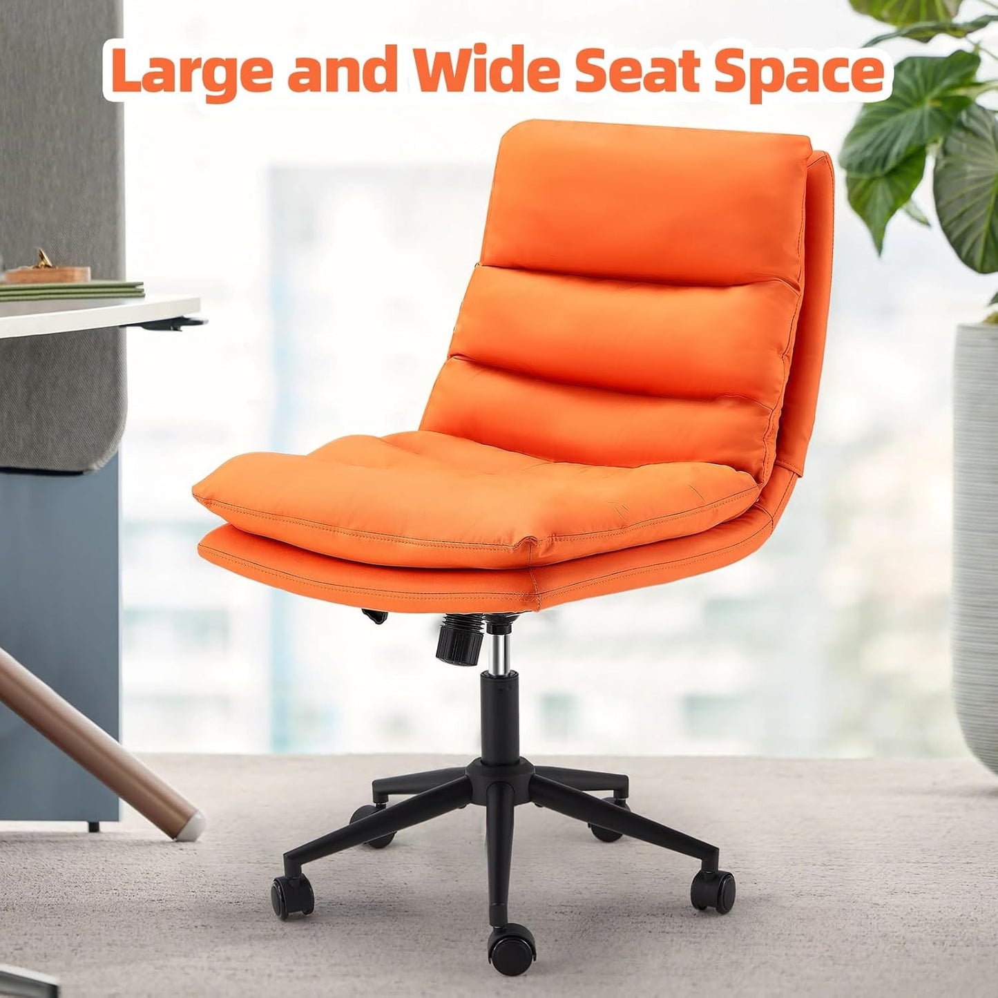 YODOLLA Office Chairs Swivel Desk Chair, PU Leather Orange