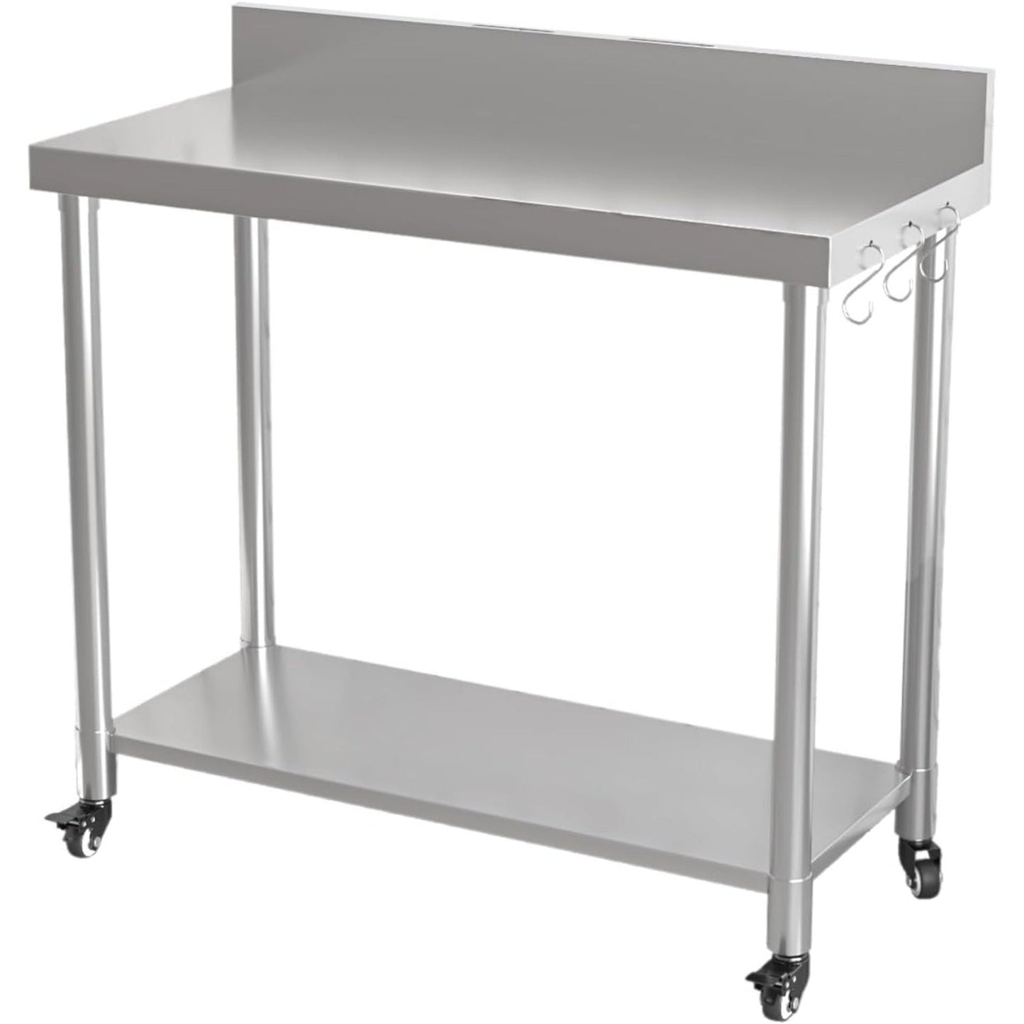 YODOLLA Stainless Steel Table with Backsplash 48"x18" Prep Tables for Commercial Kitchen
