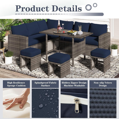 YODOLLA Memory Foam Cushions and Covers (Navy)