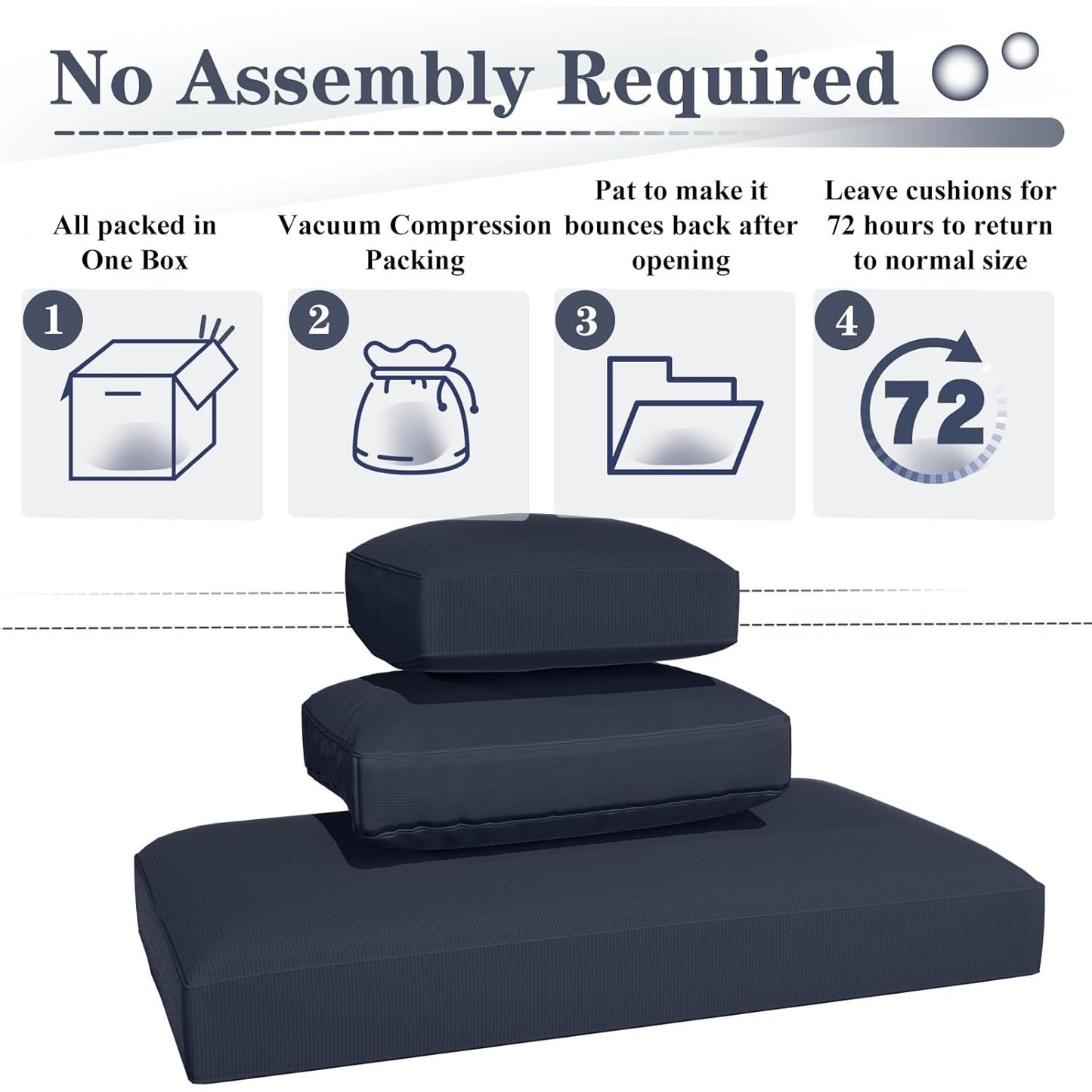 YODOLLA Memory Foam Cushions and Covers (Navy)