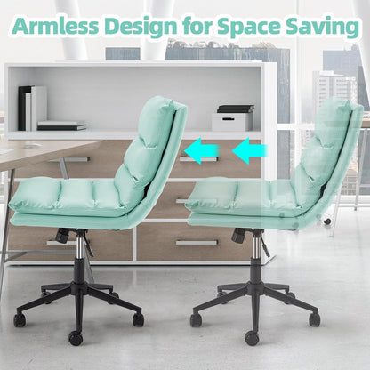 YODOLLA Office Chairs Swivel Desk Chair, PU Leather Light Green