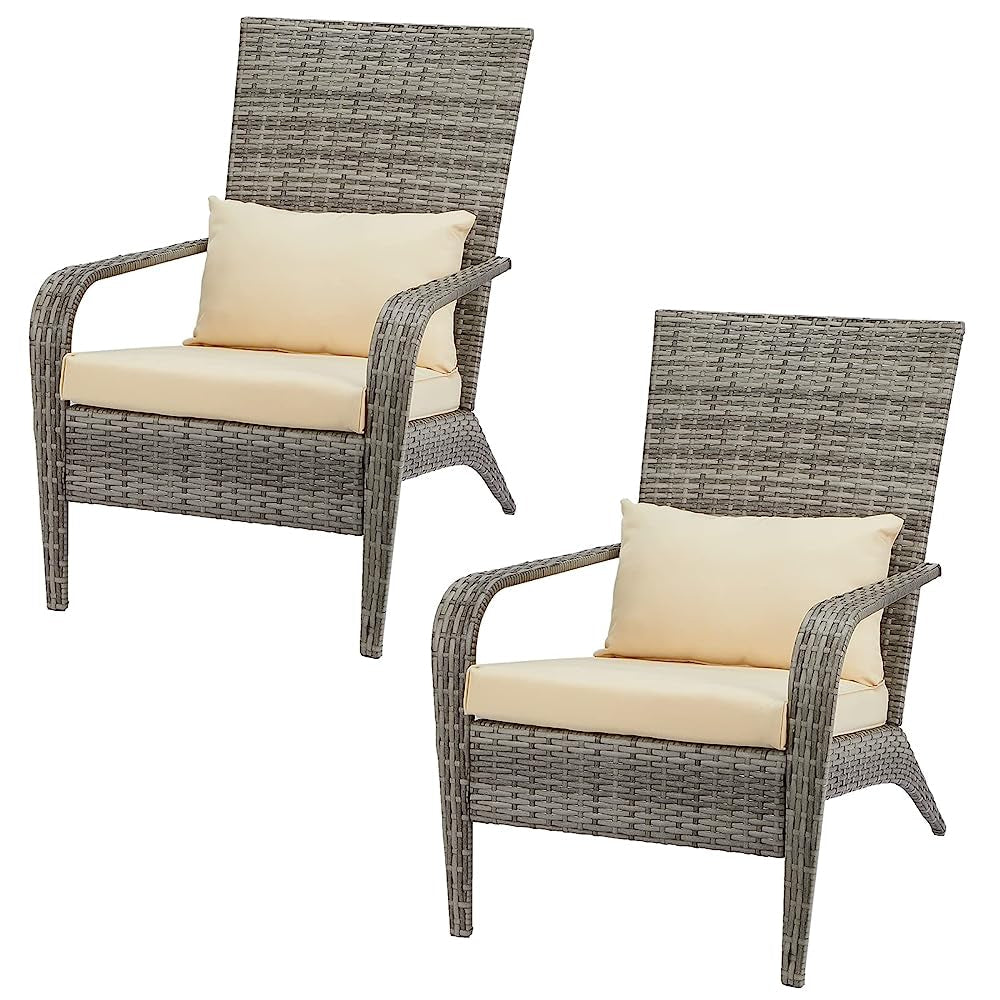 YODOLLA 2 PCS Patio Adirondack Wicker Chair, Grey