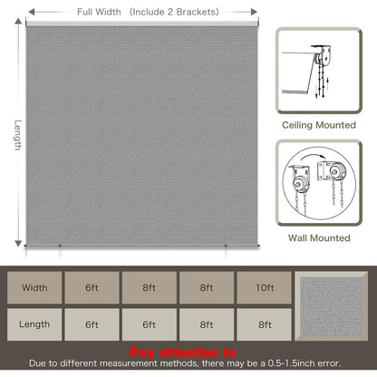 YODOLLA Outdoor Roller Shade, Sun Shade Cover Canopy with 99% UV Protection, Gray