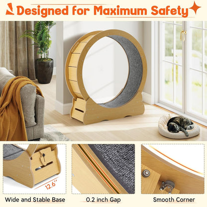 YODOLLA 35.8'' Cat Wheel for Indoor Cats, Natural