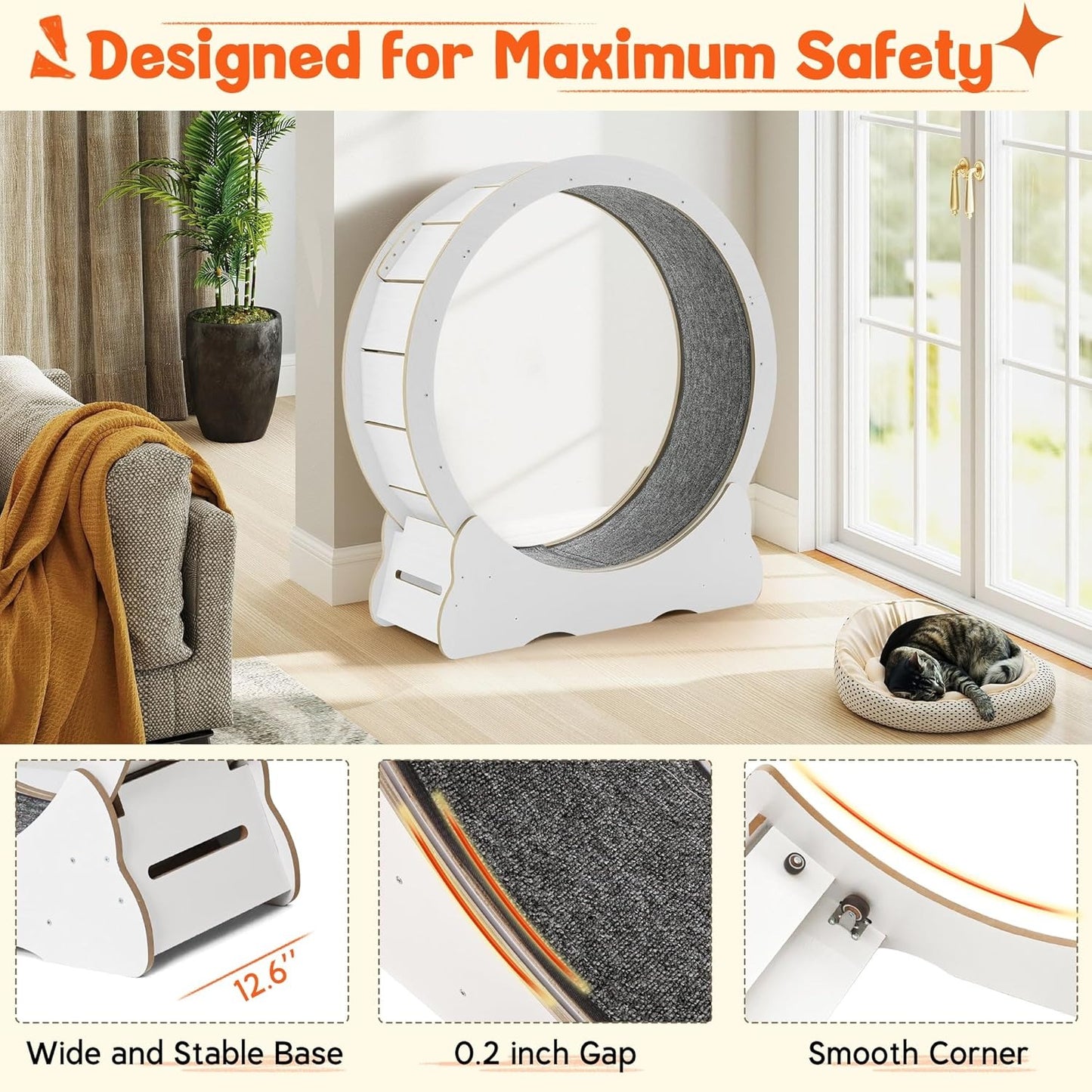 YODOLLA 35.8'' Cat Wheel for Indoor Cats, White