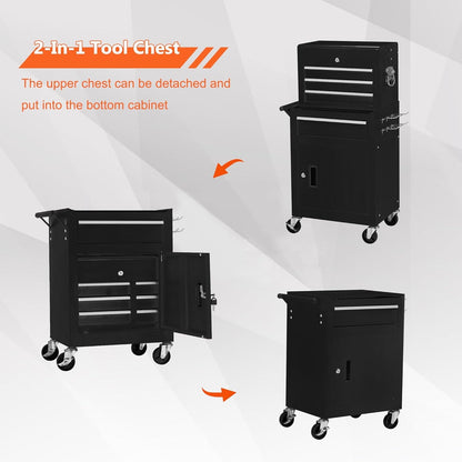 YODOLLA 4-Drawers Heavy Duty Tool Cart with Wheels, Black