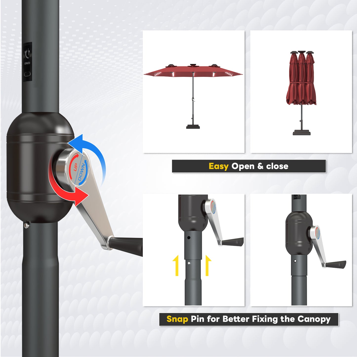 YODOLLA patio umbrella with solar lights bright