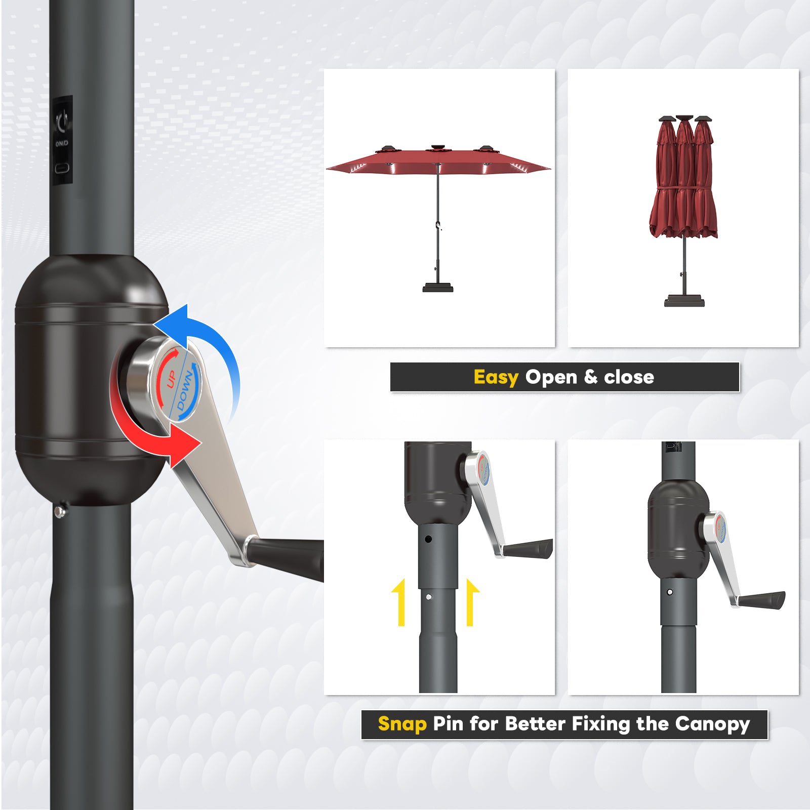 YODOLLA patio umbrella with solar lights bright