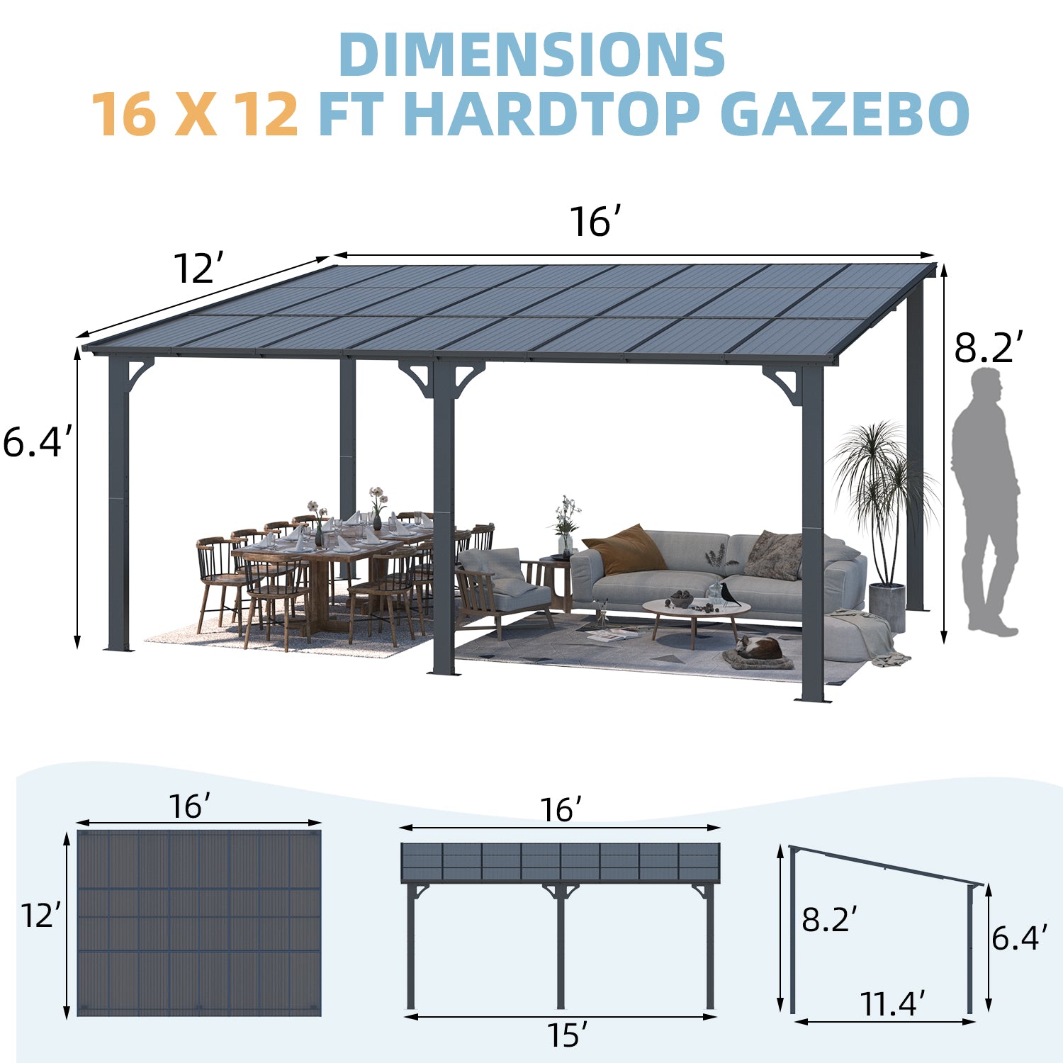 YODOLLA 16' x 12' gazebo.