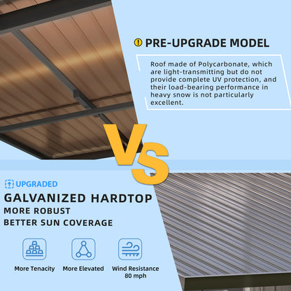 YODOLLA 12' x 10' Outdoor Hardtop Lean to Gazebo for Patio
