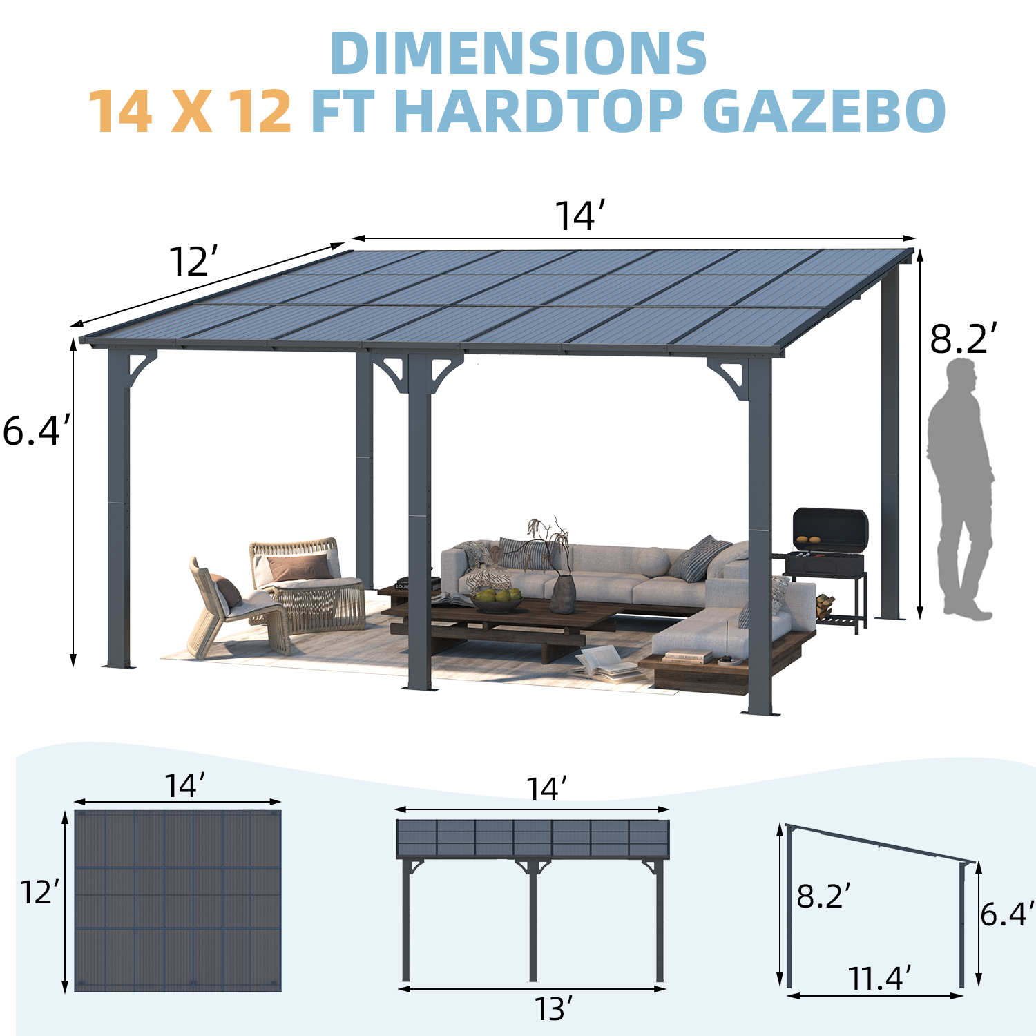 YODOLLA Outdoor Patio Hardtop Gazebo