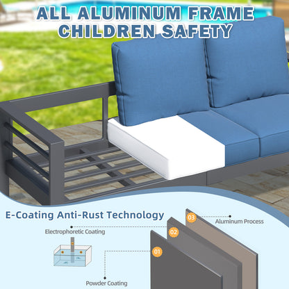 YODOLLA 7 Pieces Aluminum Patio Furniture Set, Blue