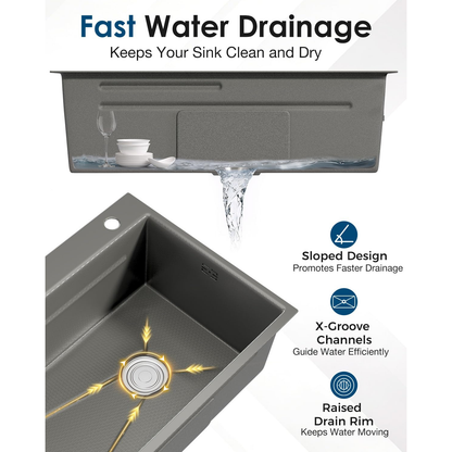YODOLLA 33x22 Inch Drop-in/Topmount Kitchen Sink