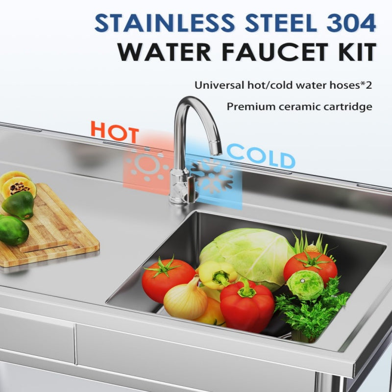 YODOLLA Stainless Steel Utility Sink with Shelves, Commercial Kitchen Sink