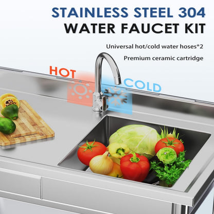 YODOLLA Stainless Steel Utility Sink with Shelves, Commercial Kitchen Sink