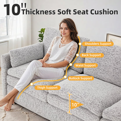 YODOLLA 89" Chenille Sofa, 3-Seater, 2 Removable Pillows, Gray