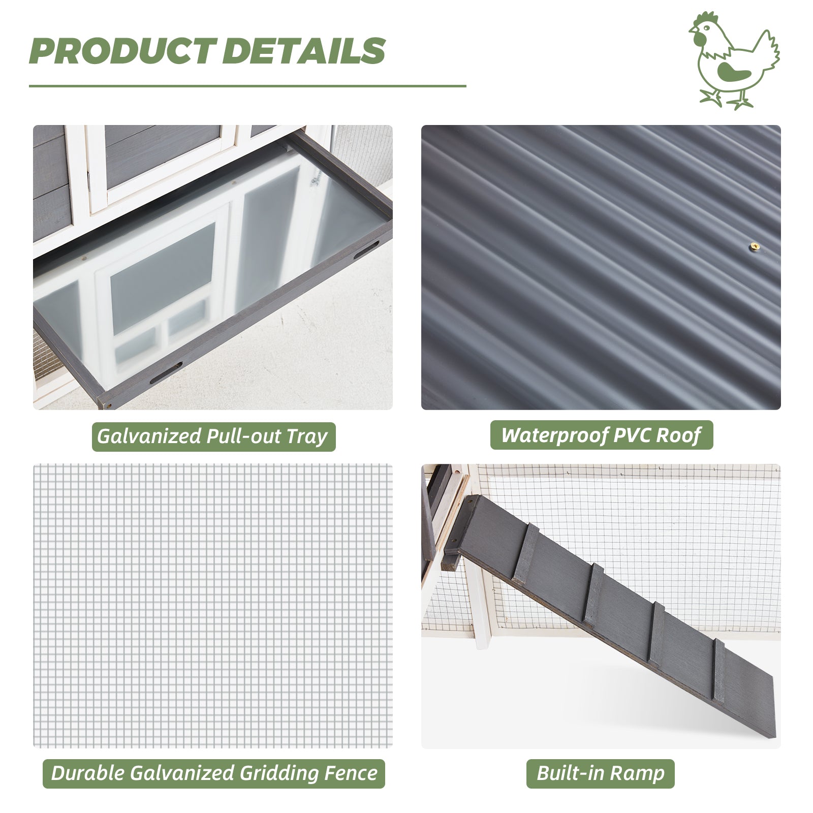 YODOLLA chicken coop for 10 hens with window.