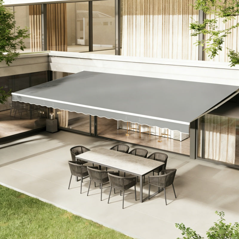 YODOLLA 12'×10' Manual Retractable Awning Sun Shade Patio Awning Cover