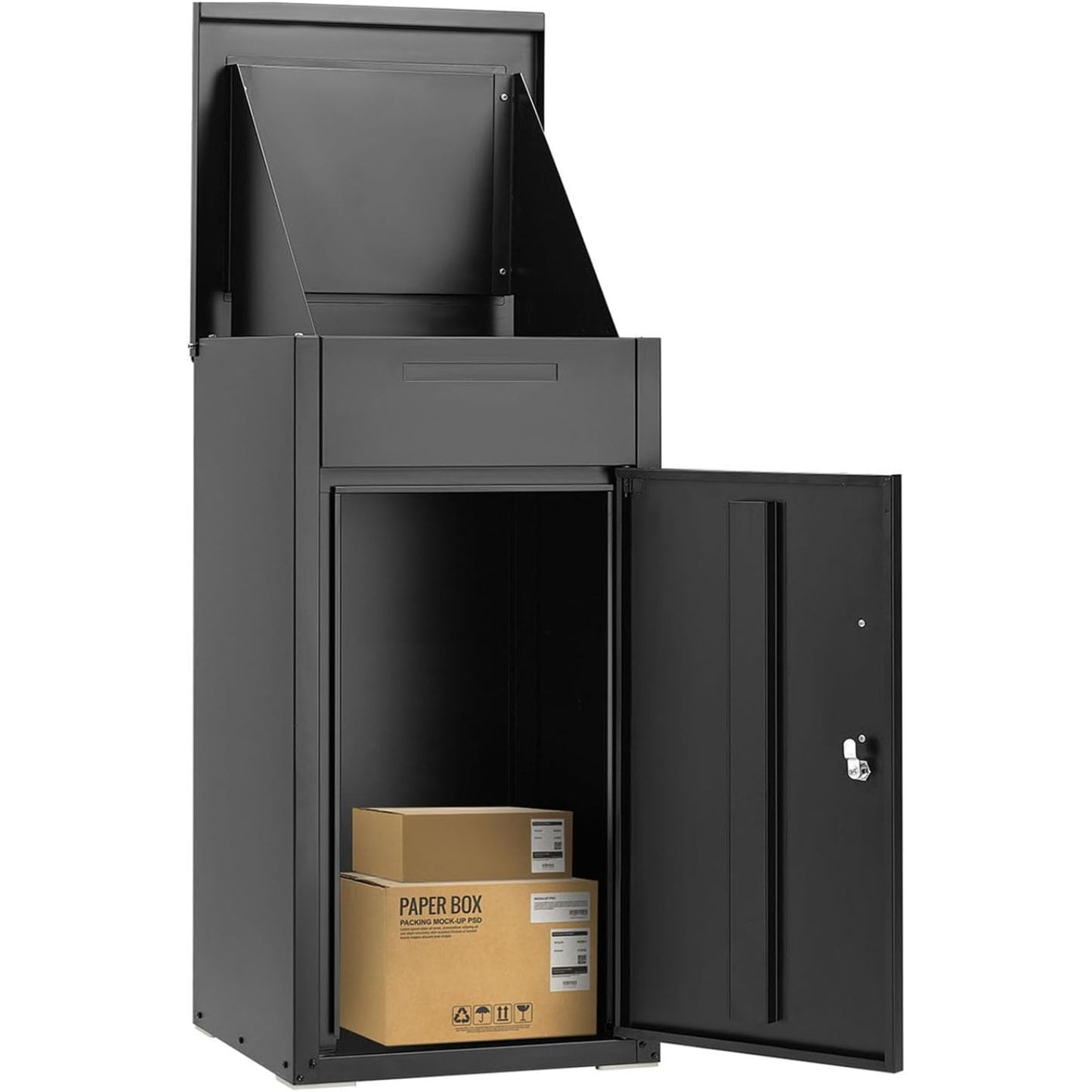 YODOLLA Lockable Anti-Theft Parcel Drop Box with Mailbox for Porch Fence Curbside, Black