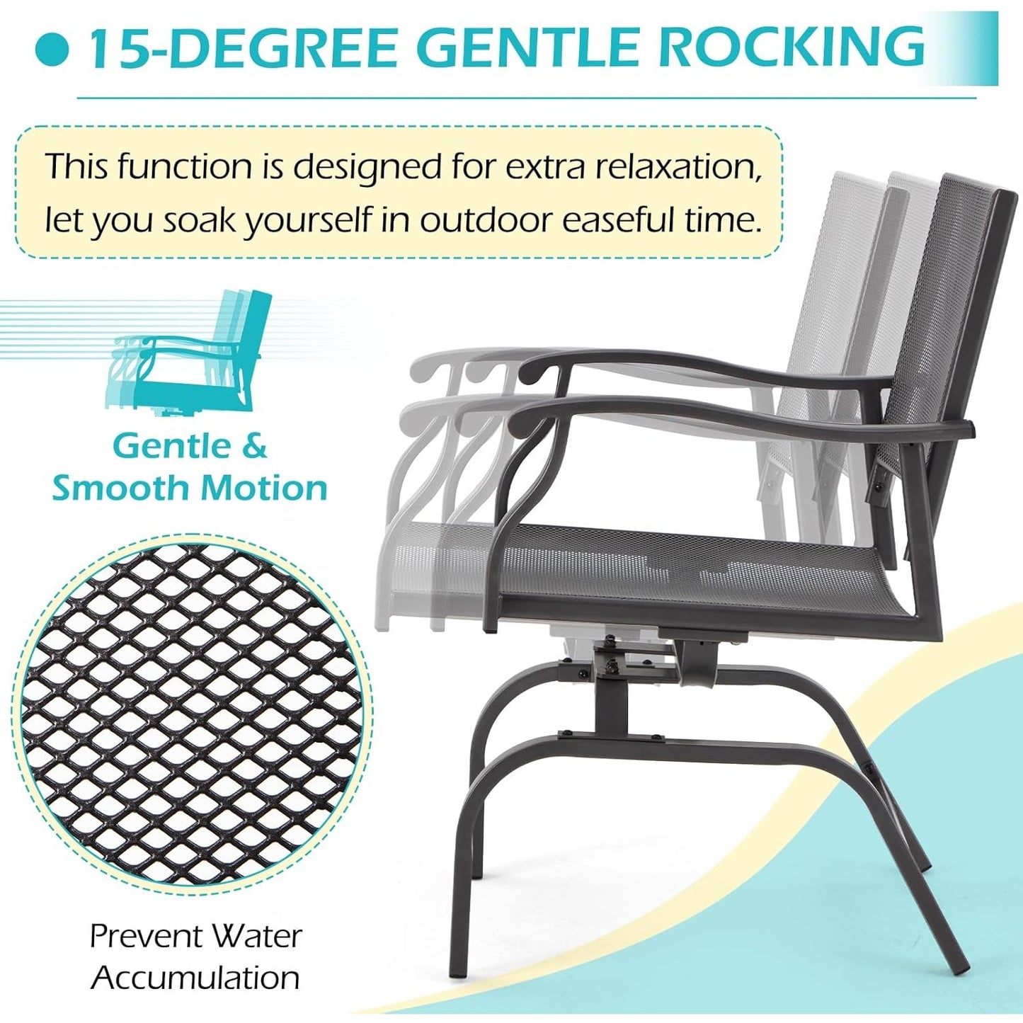 YODOLLA Outdoor Metal Rocker Chair Set of 2