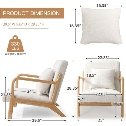 YODOLLA Accent Chair Reading Armchair, Teddy Fleece White