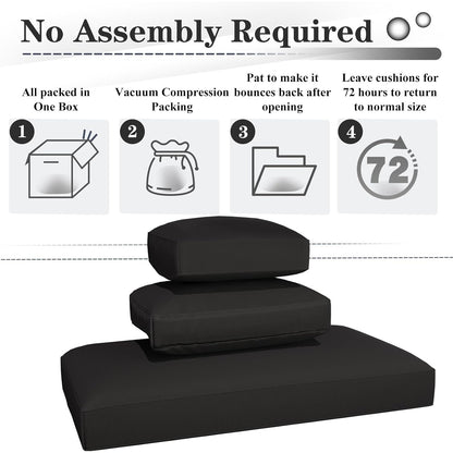 YODOLLA Memory Foam Cushions and Covers, Black