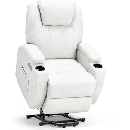 YODOLLA Power Lift Recliner Chair for Elderly with Side Pockets, Fabric, White