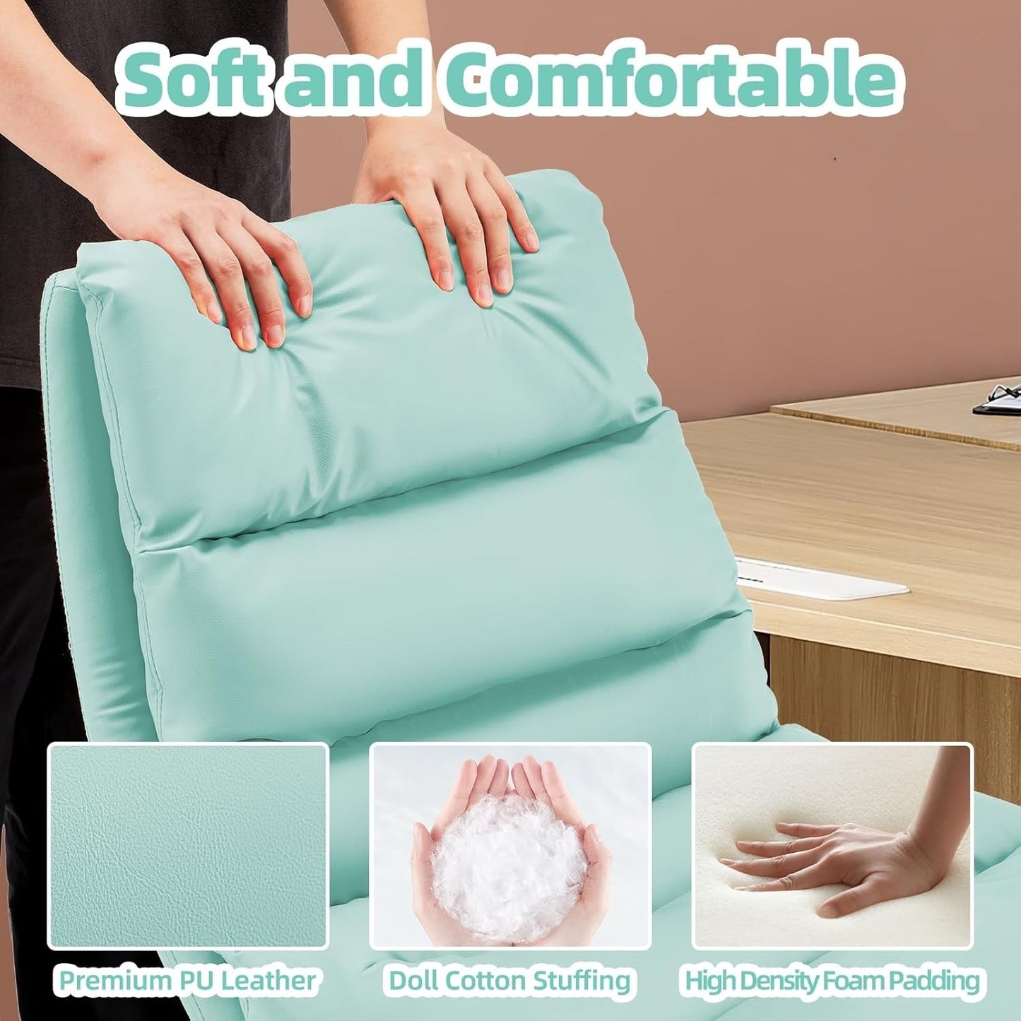 YODOLLA Office Chairs Swivel Desk Chair, PU Leather Light Green