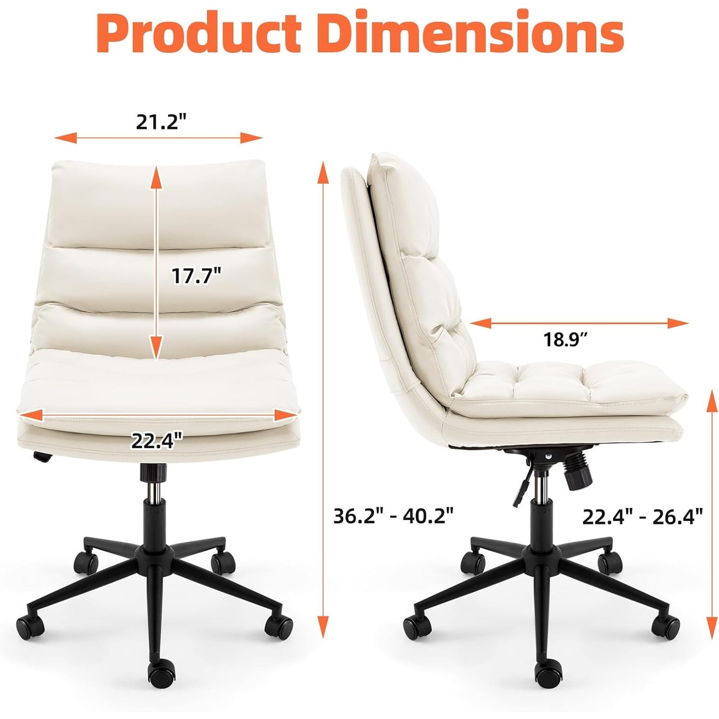 YODOLLA Office Chairs Swivel Desk Chair, PU Leather White