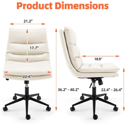 YODOLLA Office Chairs Swivel Desk Chair, PU Leather White